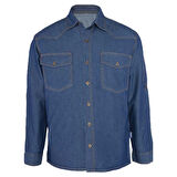 Myform Gömlek Uzun Kol Safari Jean Mavi 01114