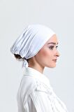 Beyaz Arkadan Bağlamalı Tesettür Bone Penye Kumaş Düz Bone 1011_42