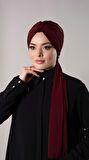 Bordo Pratik Hazır Geçmeli Tesettür Bone Sandy Kumaş Atkılı  2204_16