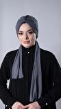 Antrasit Pratik Hazır Geçmeli Tesettür Bone Sandy Kumaş Atkılı  2204_25