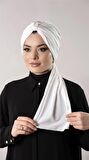 Krem Pratik Hazır Geçmeli Tesettür Bone Sandy Kumaş Atkılı  2204_40