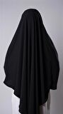 Siyah Pratik Hazır Geçmeli Tesettür Eşarp Medine İpeği Bağcıklı Sufle Hijab 2301_01