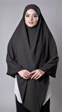 Antrasit Pratik Hazır Geçmeli Tesettür Eşarp Medine İpeği Bağcıklı Sufle Hijab 2301_25