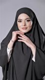 Antrasit Pratik Hazır Geçmeli Tesettür Eşarp Medine İpeği Bağcıklı Sufle Hijab 2301_25
