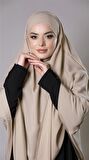 Sütlü Kahve Pratik Hazır Geçmeli Tesettür Eşarp Medine İpeği Bağcıklı Sufle Hijab 2301_26