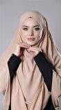 Sütlü Kahve Pratik Hazır Geçmeli Tesettür Eşarp Medine İpeği Bağcıklı Çift Katlı Sufle Hijab 2302_26