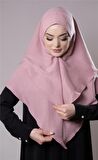 Pudra Pratik Hazır Geçmeli Tesettür Eşarp Pamuk Caz Kumaş Çift Katlı Düz Hijab 2303_06