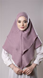 Violet Pratik Hazır Geçmeli Tesettür Eşarp Pamuk Caz Kumaş Çift Katlı Düz Hijab 2303_21