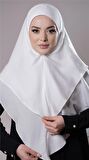 Krem Pratik Hazır Geçmeli Tesettür Eşarp Pamuk Caz Kumaş Çift Katlı Düz Hijab 2303_40