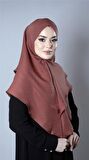 Kiremit Pratik Hazır Geçmeli Tesettür Eşarp Pamuk Caz Kumaş Çift Katlı Çapraz Hijab 2304_05