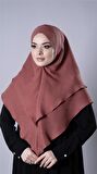 Kiremit Pratik Hazır Geçmeli Tesettür Eşarp Pamuk Caz Kumaş Çift Katlı Çapraz Hijab 2304_05