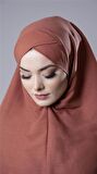 Kiremit Pratik Hazır Geçmeli Tesettür Eşarp Pamuk Caz Kumaş Tek Katlı Çapraz Hijab 2305_05