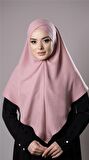 Pudra Pratik Hazır Geçmeli Tesettür Eşarp Pamuk Caz Kumaş Tek Katlı Çapraz Hijab 2305_06