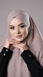 Bej Pratik Hazır Geçmeli Tesettür Eşarp Pamuk Caz Kumaş Tek Katlı Çapraz Hijab 2305_12