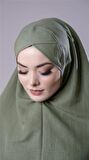 Fıstık Yeşili Pratik Hazır Geçmeli Tesettür Eşarp Pamuk Caz Kumaş Tek Katlı Çapraz Hijab 2305_36