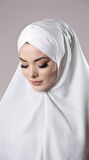 Krem Pratik Hazır Geçmeli Tesettür Eşarp Pamuk Caz Kumaş Tek Katlı Çapraz Hijab 2305_40