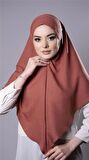 Kiremit Pratik Hazır Geçmeli Tesettür Eşarp Pamuk Caz Kumaş Düz Hijab 2306_05