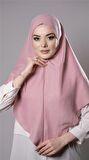 Pudra Pratik Hazır Geçmeli Tesettür Eşarp Pamuk Caz Kumaş Düz Hijab 2306_06