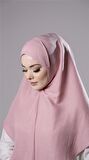 Pudra Pratik Hazır Geçmeli Tesettür Eşarp Pamuk Caz Kumaş Düz Hijab 2306_06