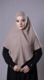 Bej Pratik Hazır Geçmeli Tesettür Eşarp Pamuk Caz Kumaş Düz Hijab 2306_12