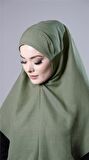 Fıstık Yeşili Pratik Hazır Geçmeli Tesettür Eşarp Pamuk Caz Kumaş Düz Hijab 2306_36