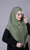 Fıstık Yeşili Pratik Hazır Geçmeli Tesettür Eşarp Pamuk Caz Kumaş Düz Hijab 2306_36