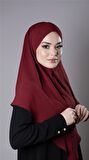 Bordo Pratik Hazır Geçmeli Tesettür Eşarp Aerobin Kumaş  Çapraz Hijab 2307_16