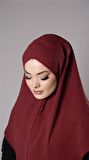 Bordo Pratik Hazır Geçmeli Tesettür Eşarp Aerobin Kumaş  Çapraz Hijab 2307_16
