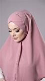 Gül Kurusu Pratik Hazır Geçmeli Tesettür Eşarp Aerobin Kumaş  Çapraz Hijab 2307_18