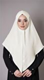 Ekru Pratik Hazır Geçmeli Tesettür Eşarp Aerobin Kumaş  Çapraz Hijab 2307_27