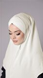 Ekru Pratik Hazır Geçmeli Tesettür Eşarp Aerobin Kumaş  Çapraz Hijab 2307_27