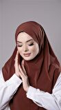 Kiremit Pratik Hazır Geçmeli Tesettür Eşarp Sandy Kumaş Düz Hijab 2308_05