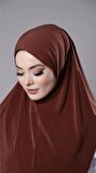 Kiremit Pratik Hazır Geçmeli Tesettür Eşarp Sandy Kumaş Düz Hijab 2308_05