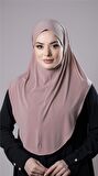 Pudra Pratik Hazır Geçmeli Tesettür Eşarp Sandy Kumaş Düz Hijab 2308_06