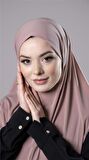 Pudra Pratik Hazır Geçmeli Tesettür Eşarp Sandy Kumaş Düz Hijab 2308_06