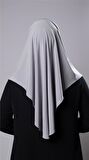 Gri Pratik Hazır Geçmeli Tesettür Eşarp Sandy Kumaş Düz Hijab 2308_15