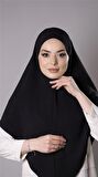 Siyah Pratik Hazır Geçmeli Tesettür Eşarp Aerobin Kumaş Düz Hijab 2309_01
