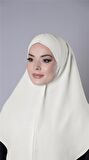 Ekru Pratik Hazır Geçmeli Tesettür Eşarp Aerobin Kumaş Düz Hijab 2309_27