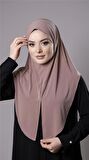 Pudra Pratik Hazır Geçmeli Tesettür Eşarp Sandy Kumaş Yırtmaçlı Düz Hijab 2310_06