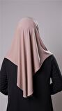 Pudra Pratik Hazır Geçmeli Tesettür Eşarp Sandy Kumaş Yırtmaçlı Düz Hijab 2310_06