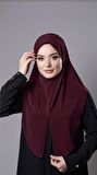Bordo Pratik Hazır Geçmeli Tesettür Eşarp Sandy Kumaş Yırtmaçlı Düz Hijab 2310_16