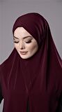 Bordo Pratik Hazır Geçmeli Tesettür Eşarp Sandy Kumaş Yırtmaçlı Düz Hijab 2310_16