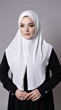 Krem Pratik Hazır Geçmeli Tesettür Eşarp Sandy Kumaş Yırtmaçlı Düz Hijab 2310_40