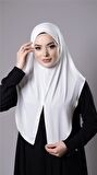 Krem Pratik Hazır Geçmeli Tesettür Eşarp Sandy Kumaş Yırtmaçlı Düz Hijab 2310_40