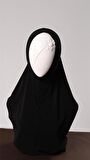 Siyah Pratik Hazır Geçmeli Genç Tesettür Bone Sandy Kumaş Düz Hijab 2312_01