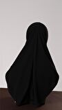 Siyah Pratik Hazır Geçmeli Genç Tesettür Bone Sandy Kumaş Düz Hijab 2312_01