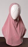 Pembe Pratik Hazır Geçmeli Genç Tesettür Bone Sandy Kumaş Düz Hijab 2312_04