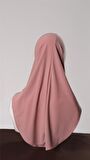 Pudra Pratik Hazır Geçmeli Genç Tesettür Bone Sandy Kumaş Düz Hijab 2312_06