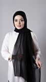 Siyah Pratik Hazır Geçmeli Şal Şifon Kumaş Hijab Bone 3009_01