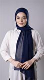 Lacivert Pratik Hazır Geçmeli Şal Şifon Kumaş Hijab Bone 3009_02